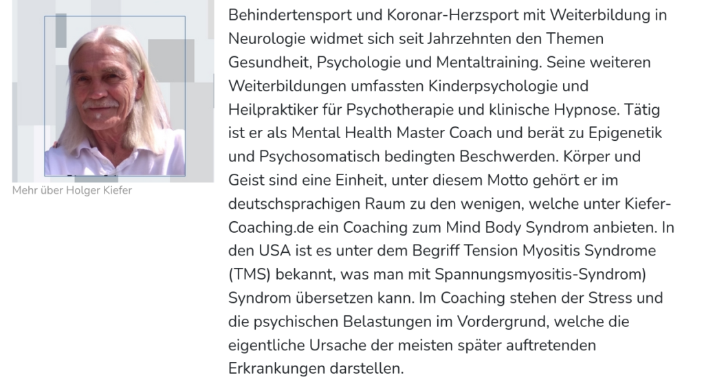 Mental Health Master Coach Holger Kiefer Mental training  Gesundheit